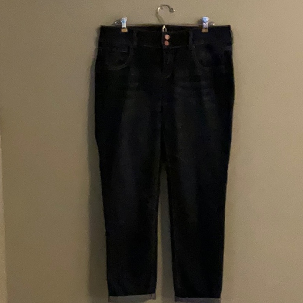 New York & Co Slim Slouch Blue Jeans Size 8 with rolled hem.